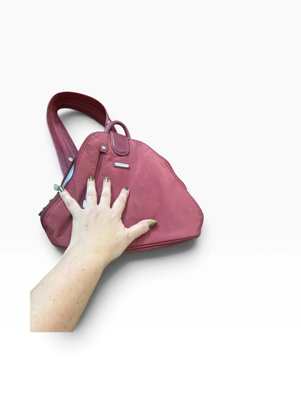 Baggallini Burgundy Red Triangle Purse Shoulder Bag Convertible Backpack